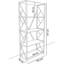 Montana Metal Kitaplık 5 Raflı Meşe