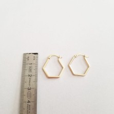 Sembol Gold Beşgen Formlu Altın Küpe 14 Ayar 1,8 cm Zarif Küpe