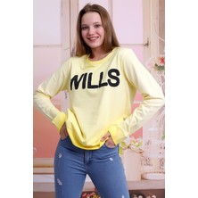 Self Clothing Unisex Sarı Bisiklet Yaka Yıkamalı Nakışlı Sweatshirt SLF1360