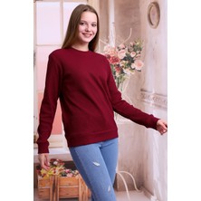 Self Clothing Kadın Bordo Bisiklet Yaka Petek Kumaş Sweatshirt SLF1365