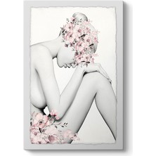 Tabloshop Pembe Çiçekli Kadın Tablosu