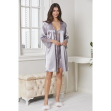 Pierre Cardin Kadın Saten Altılı Çeyiz Seti - 6015 Lüks Gecelik Sabahlık ve Pijama Takımı