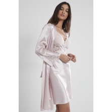 Pierre Cardin  Saten Dantelli Gecelik & Sabahlık Takım -  4050