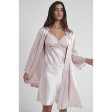 Pierre Cardin  Saten Dantelli Gecelik & Sabahlık Takım -  4050