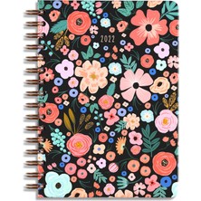 Matt Notebook A5 2022 Yılı Haftalık Ajanda 12 Aylık Çiçekler Siyah