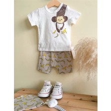 Meri Meli Design Bebek 3'lü Takım Monkey Tshirt