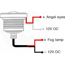 Team Car Mercekli Angel Yuvarlak Led Beyaz Sis Farı 7.6 cm Metal Gövde