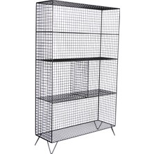 Go Dekor Iskandinav 5 Gözlü Tel Metal Raf & Grid Kitaplık Vitrin Concole