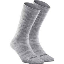 Quechua SH100 X-Warm Uzun Konçlu Termal Spor Çorap Gri 1 Çift