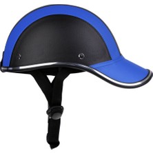 Blesiya Beyzbol Tarzı Motosiklet Bisiklet Kask Anti-Uv Güvenli Şapka Vizör Siyah Mavi (Yurt Dışından)
