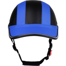 Blesiya Beyzbol Tarzı Motosiklet Bisiklet Kask Anti-Uv Güvenli Şapka Vizör Siyah Mavi (Yurt Dışından)