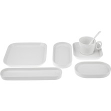 Emsan Yeni Mısra 30 Parça 6 Kişilik Porselen Kahvaltı Servis Takımı Beyaz