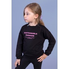 Toontoy Kız Çocuk Cep Detaylı Baskılı Sweatshirt