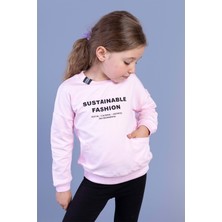 Toontoy Kız Çocuk Cep Detaylı Baskılı Sweatshirt