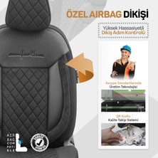 Otom Comfortline Vip Design Airbag Dikişli Ekstra Destekli Gerçek Taytüyü Süet Exclusive Oto Koltuk Kılıfı Siyah