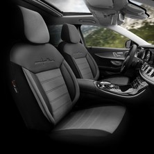 Otom Comfortline Design Airbag Dikişli Ekstra Destekli Gerçek Taytüyü Süet Premium Oto Koltuk Kılıfı Gri-Siyah