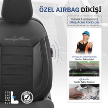 Otom Comfortline Design Airbag Dikişli Ekstra Destekli Gerçek Taytüyü Süet Premium Oto Koltuk Kılıfı Siyah