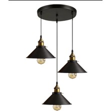 Rys Tasarım Rys Retro Metal Dekoratif 3 Lü Dekoratif Rustik Sarkıt Avize Çap:30 cm