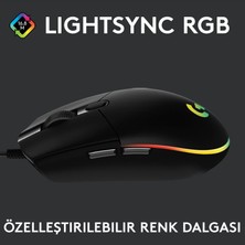 Logitech 910-005823 G102 LightSync Black 8000DPI 6 Tuş Optik RGB Siyah Kablolu Gaming (Oyuncu) Mouse