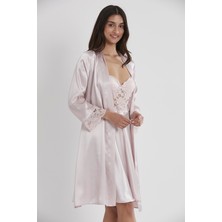 Pierre Cardin  Saten Dantelli Gecelik & Sabahlık Takım  - 4265