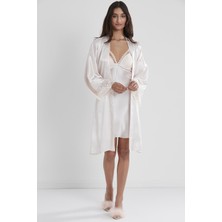 Pierre Cardin  Saten Dantelli Gecelik & Sabahlık Takım  - 4250