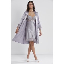 Pierre Cardin  Saten Dantelli Gecelik & Sabahlık Takım  - 4075