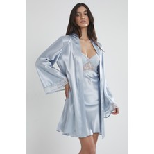 Pierre Cardin  Saten Dantelli Gecelik & Sabahlık Takım  - 4090