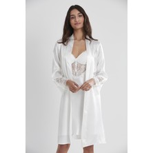 Pierre Cardin  Saten Dantelli Gecelik & Sabahlık Takım  - 4300