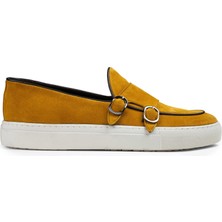 Hakiki Süet Sarı Çift Tokalı Erkek Sneaker