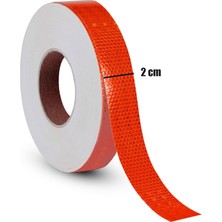 Badem10 Reflektörlü Reflektif Fosforlu Şerit Bant Kırmızı Reflekte Ikaz Bandı 1 Metre