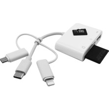 Techmaster Type-C iPhone Micro USB Çok Fonksiyonlu USB Otg Kart Okuyucu