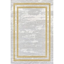 Pierre Cardin Despada Home Pierre Cardin Monet MT20A Gri Sarı Çerçeveli Saçaklı Doğal Iplik Modern Salon Halısı