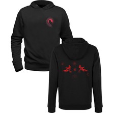 Alfa Tshirt Vikings Baskılı Siyah Ön Arka Baskılı Sweatshirt
