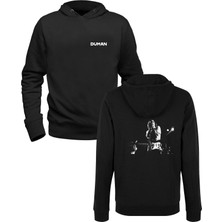 Alfa Tshirt Duman Baskılı Siyah Ön Arka Baskılı Sweatshirt