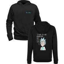 Alfa Tshirt Rick And Morty Baskılı Siyah Ön Arka Baskılı Sweatshirt