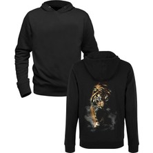 Alfa Tshirt Tiger Dijital Baskılı Siyah Ön Arka Baskılı Sweatshirt