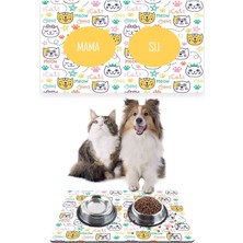 PatiPeti Ekru Kediler Kedi Köpek Mama Altlığı Mama Paspası 50X35CM