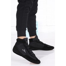 Lig 70 Güreş Boks Erkek Salon Spor Deri Ayakkabı Siyah