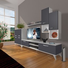 Decoraktiv Eko 6da Mdf DVD Retro Tv Ünitesi Tv Sehpası Beyaz Antrasit
