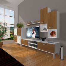 Decoraktiv Eko 6da Slm DVD Krom Ayaklı Tv Ünitesi Tv Sehpası Beyaz Ceviz