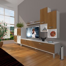 Decoraktiv Eko 6da Slm Std Krom Ayaklı Tv Ünitesi Tv Sehpası Beyaz Ceviz