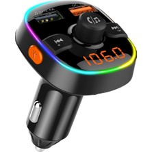 ZSZH BC52 Qc3.0 Hızlı Şarj Araba Renkli Atmosfer Işık Bluetooth Mp3 Çalar Fm Verici-Siyah (Yurt Dışından)