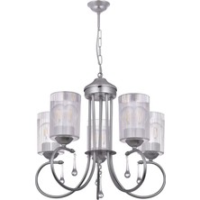 Özpolat Aydınlatma Mihrimah 5'li Optik Camlı Avize Gümüş