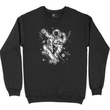 Cix Kaykaylı Astronot Siyah Sweatshirt