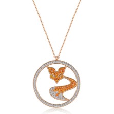 Mia Vento Orange Fox Rose Renk Gümüş Kolye