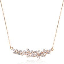 Mia Vento Işıltılı Baget Buketi Rose Renk Gümüş Kolye