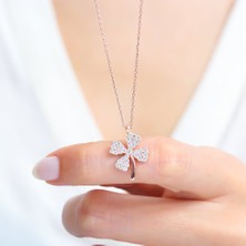 Mia Vento Yonca Işıltısı Rose Renk Gümüş Kolye