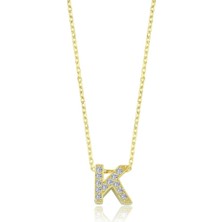 Mia Vento Zarif Işıltı K Harfi Gold Renk Gümüş Kolye