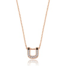 Mia Vento Zarif Işıltı Ü Harfi Rose Renk Gümüş Kolye