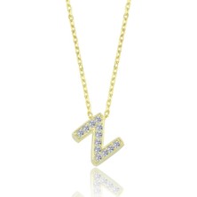 Mia Vento Zarif Işıltı Z Harfi Gold Renk Gümüş Kolye